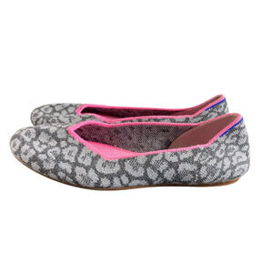 Rothy’s Merino Wool Haze Spot Flats Cheetah Animal Print Gray Pink Size 6.5